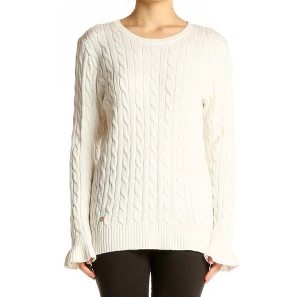 LAUREN RALPH LAUREN Ivory Cable Knit Cotton
Sweater L - Picture 4 of 6